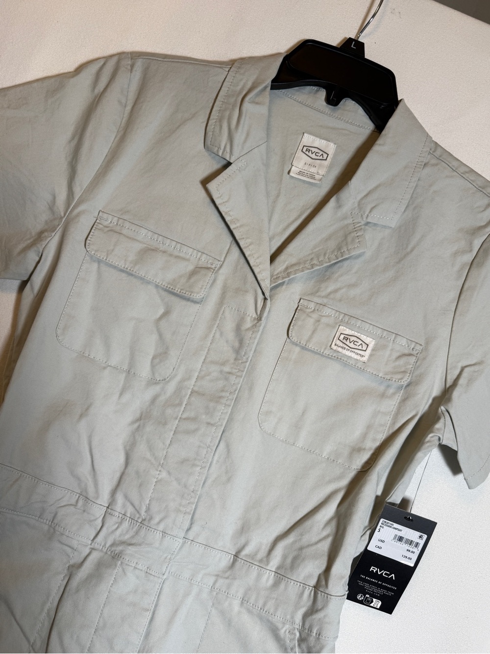 RVCA Recession Jumpsuit Dayshift Collection Grey Short Sleeve Coverall Small - Picture 2 of 10